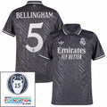 Real Madrid Bellingham 5 Third Fan Jersey 2024/25 Patches UCL UEFA Foundation (Official Printing)