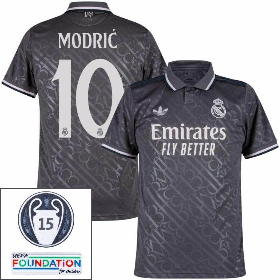 Real Madrid Modric 10 Third Fan Jersey 2024/25 Patches UCL UEFA Foundation (Official Printing)