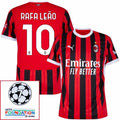 AC Milan Rafa Leão 10 Home Fan Jersey 2024/25 Patches UCL UEFA Foundation (Official Printing)