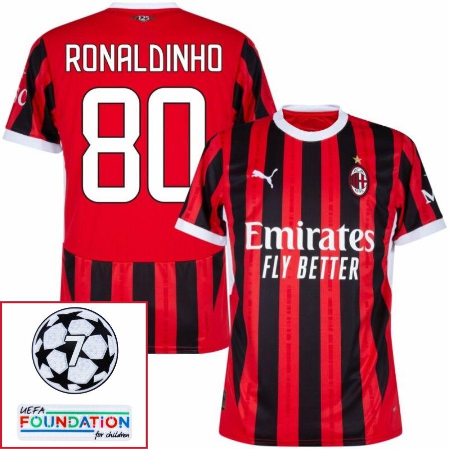 AC Milan Home Fan Jersey 2024/25 Patches UCL UEFA Foundation (Official Printing)