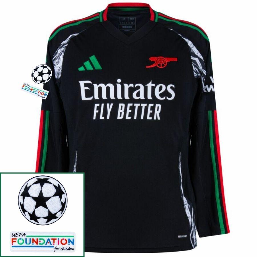 Arsenal Away Fan Jersey Long Sleeve 2024/25 Patches UCL UEFA Foundation (Official Printing)