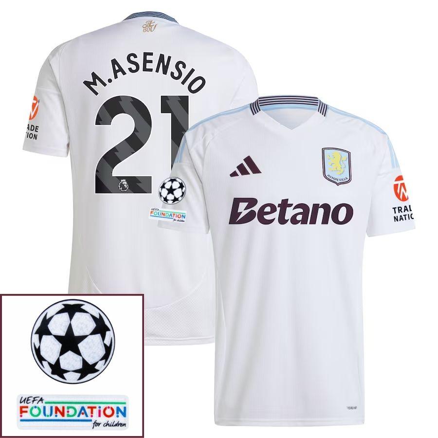 Aston Villa Marco Asensio 21 Away Fan Jersey 2024/25 Patches UCL UEFA Foundation (Official Printing)