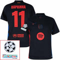 Barcelona Raphinha 11 Away 2024/25 Patches UCL UEFA Foundation (Official Printing)
