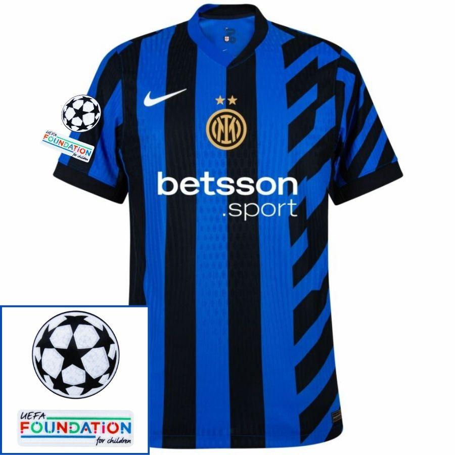 Inter Milan Dimarco 32 Home 2024/25 Patches UCL UEFA Foundation (Official Printing)