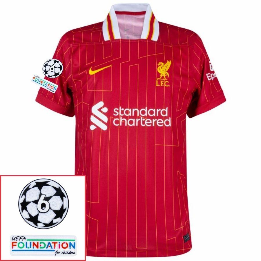Liverpool Darwin 9 Home 2024/25 Patches UCL UEFA Foundation (Official Printing)