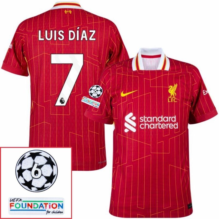 Liverpool Home 2024/25 Patches UCL UEFA Foundation (Official Printing)