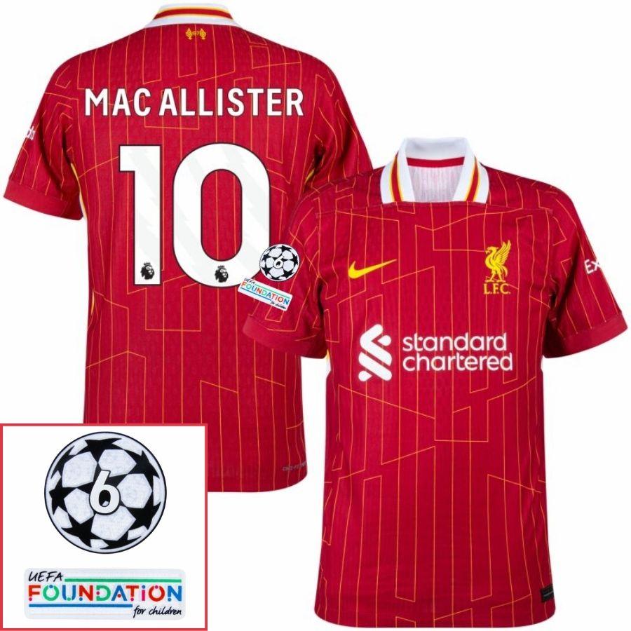 Liverpool Mac Allister 10 Home 2024/25 Patches UCL UEFA Foundation (Official Printing)