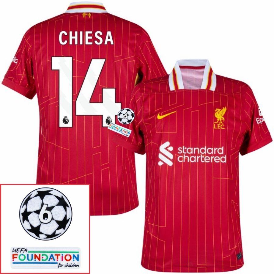 Liverpool Chiesa 14 Home 2024/25 Patches UCL UEFA Foundation (Official Printing)