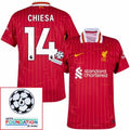 Liverpool Chiesa 14 Home 2024/25 Patches UCL UEFA Foundation (Official Printing)