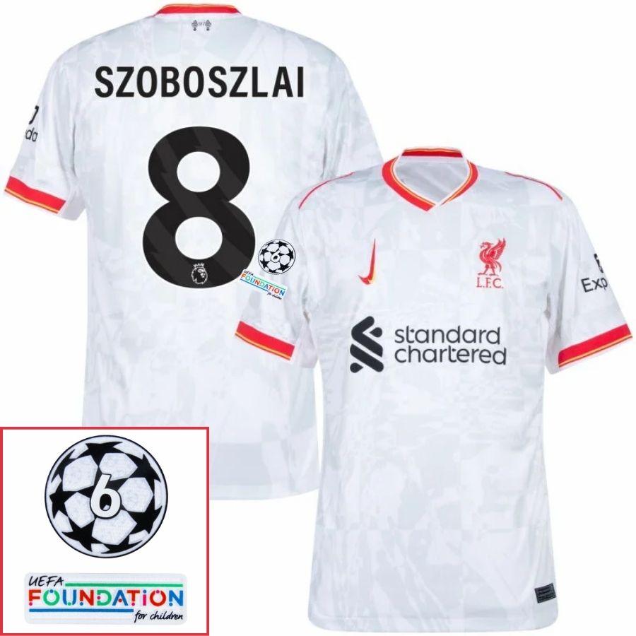 Liverpool Szoboszlai 8  Away 2024/25 Patches UCL UEFA Foundation (Official Printing)