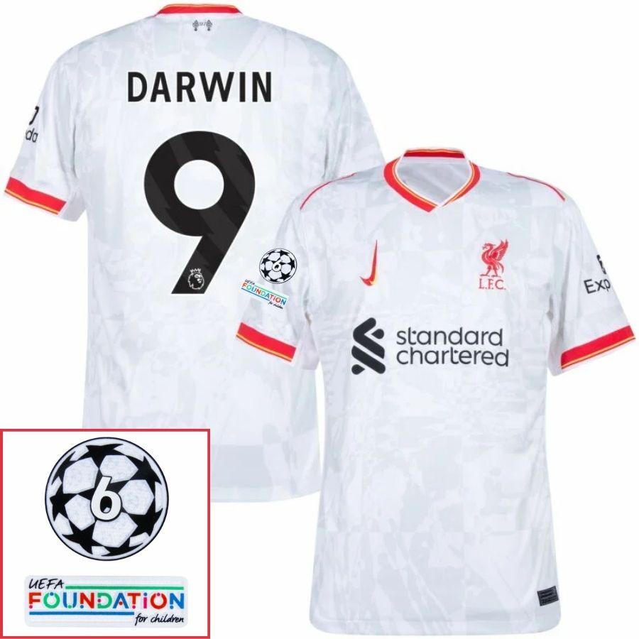 Liverpool Darwin 9 Away 2024/25 Patches UCL UEFA Foundation (Official Printing)