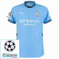 Manchester City Home 2024/25 Patches UCL UEFA Foundation (Official Printing)