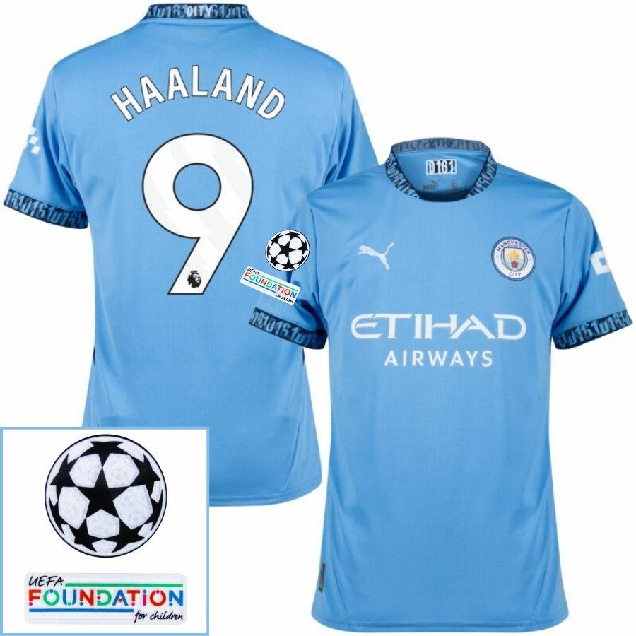 Manchester City Home 2024/25 Patches UCL UEFA Foundation (Official Printing)