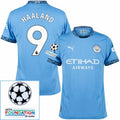 Manchester City De Haaland 9 Home 2024/25 Patches UCL UEFA Foundation (Official Printing)