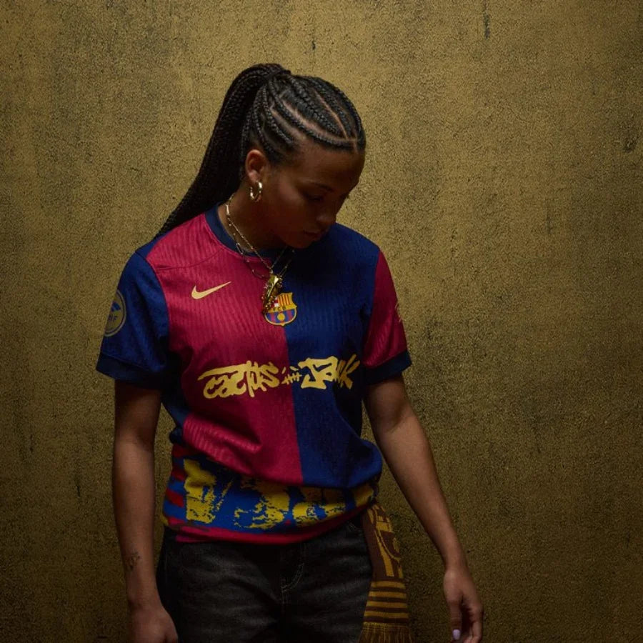Barcelona Travis Scott Home Fan Jersey 2025/26 Spotify and FC Barcelona Collab With Travis Scott on a Special Cactus Jack