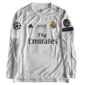 Retro Real Madrid 2015/16 Home Long Sleeve Final Milano 2016 Patches UCL 10 UEFA Respect