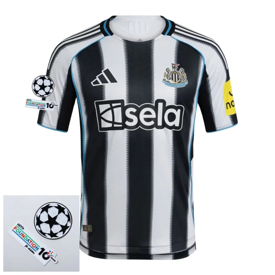 Newcastle United Home Fan Jersey 2025/26 Patches UCL + 10th Anniversary UEFA.