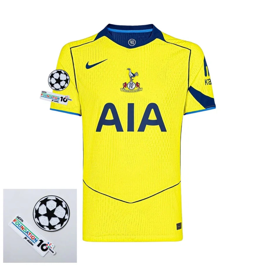 Tottenham Third Fan Jersey 2025/26 Patches UCL + 10th Anniversary UEFA.