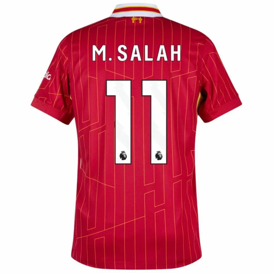 Liverpool Mohamed Salah 11 Home Fan Jersey 2024/25 Patches UCL UEFA Foundation (Official Printing)