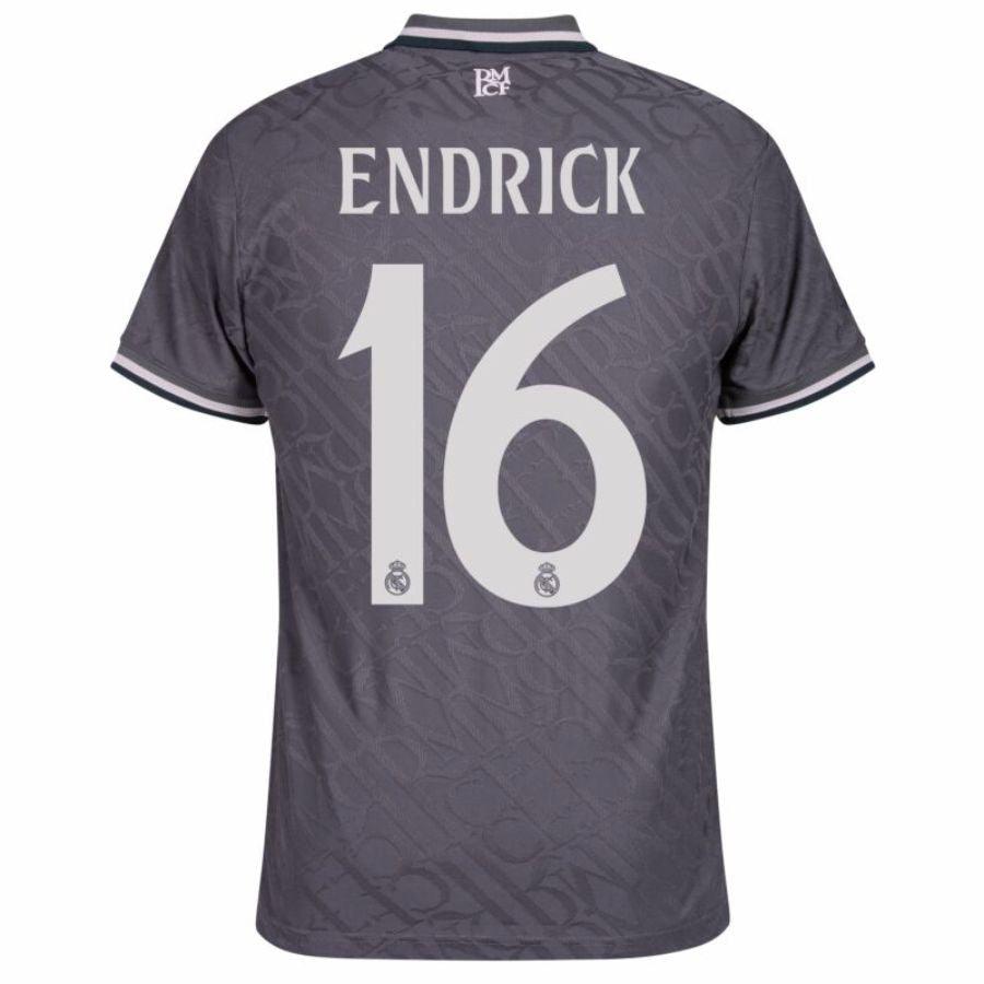 Real Madrid Endrick 16 Third Fan Jersey 2024/25 Patches UCL UEFA Foundation (Official Printing)