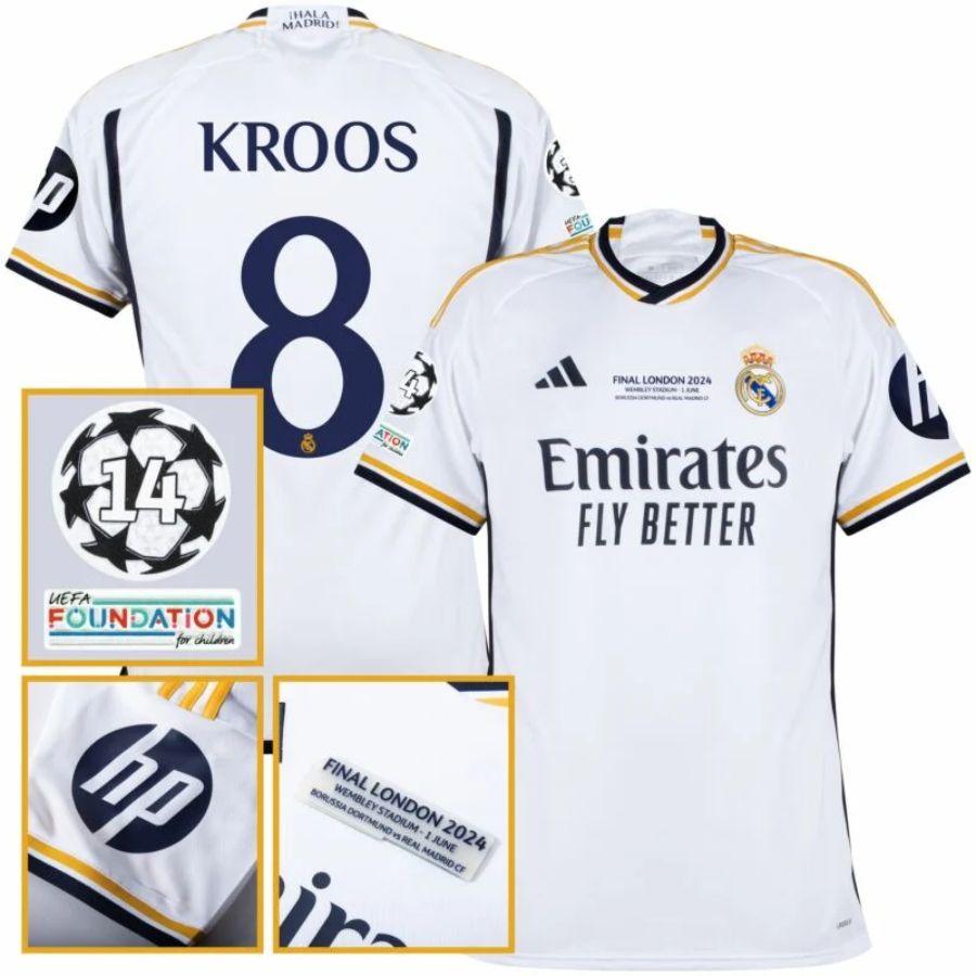 Real Madrid Toni Kroos 8 Home Fan Jersey 2023/24 Patch FIFA WCC Patch UCL UEFA Foundation Patches
